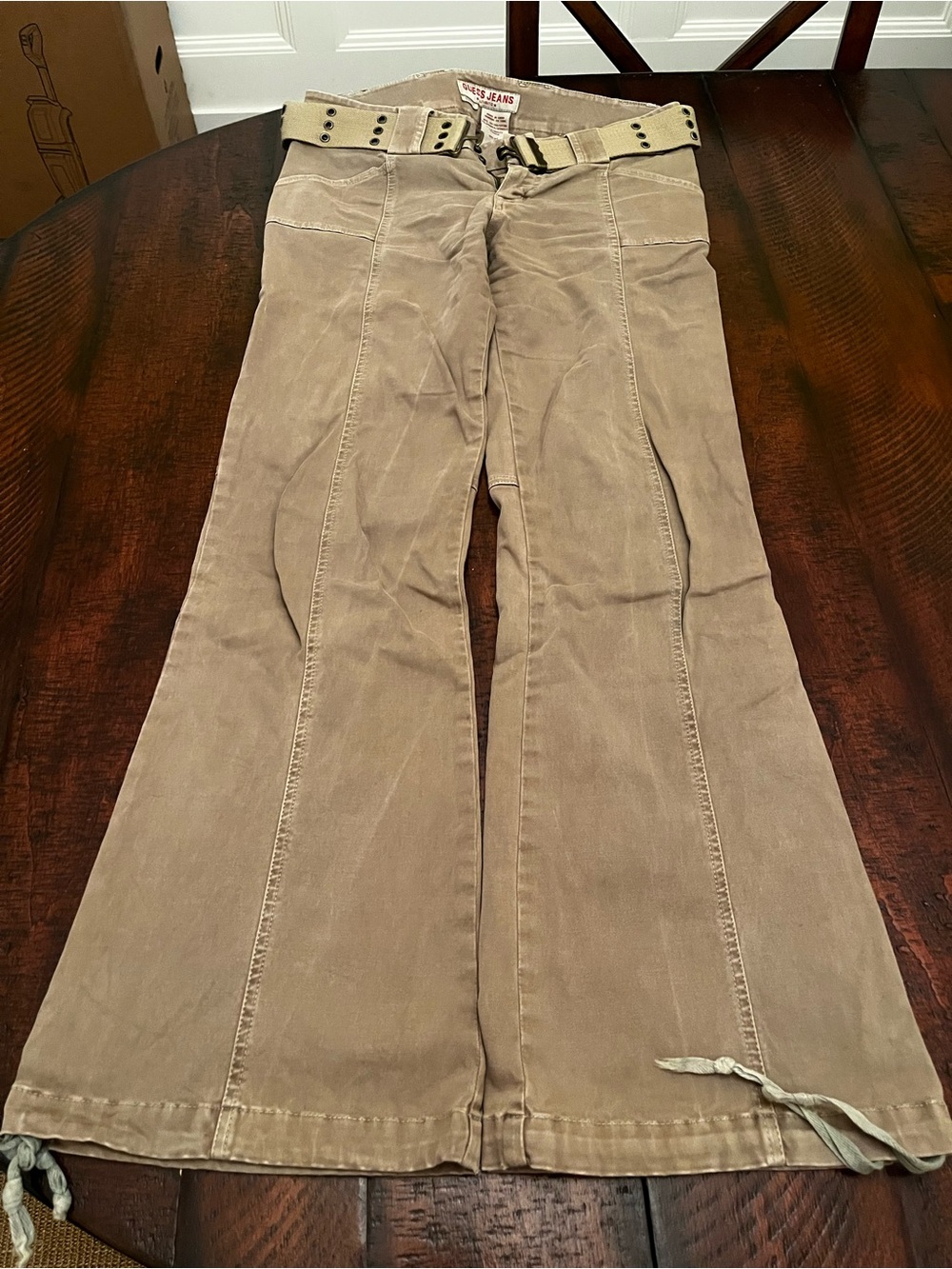 Guess light Green Flare Jeans with Contrast Stitching